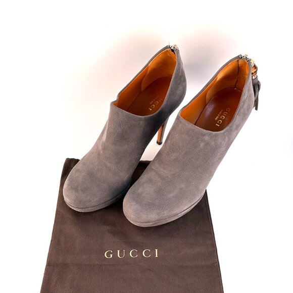 Authentic GUCCI Grey Suede Bamboo Tassel Booties - Size 8.5 - Picture 13 of 13